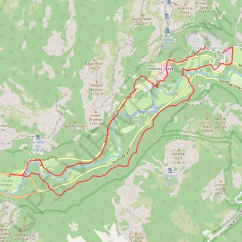 Yosemite Valley Loop trail, distance, elevation, map, profile, GPS track