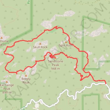 Sandstone Peak Loop via Backbone Trail and Mishe Mokwa Trail Loop trail, distance, elevation, map, profile, GPS track