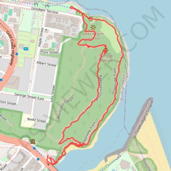 Burleigh Head National Park - Tumgun Lookout trail, distance, elevation, map, profile, GPS track