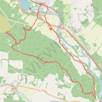 Dunfallandy Hill Loop via An Suidhe trail, distance, elevation, map, profile, GPS track