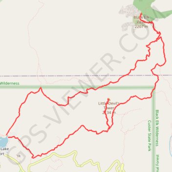 Black Elk Peak Loop via Little Devil's Tower in Black Hills National Forest trail, distance, elevation, map, profile, GPS track