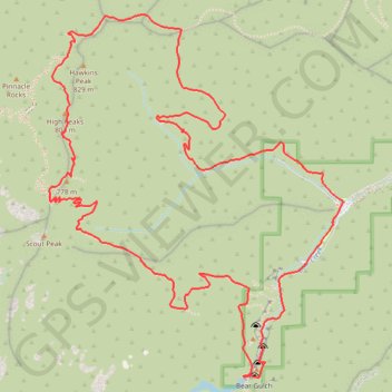 Bear Gulch Cave Trail, High Peaks Trail and Condor Gulch Trail Loop trail, distance, elevation, map, profile, GPS track