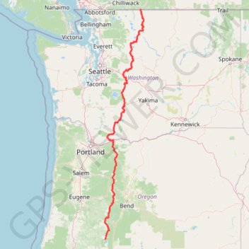 Northern part of the Pacific Crest Trail (PCT) trail, distance, elevation, map, profile, GPS track