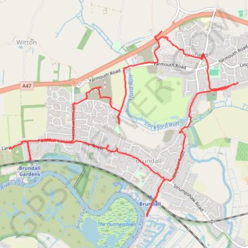 Brundall & Blofield loop walk trail, distance, elevation, map, profile, GPS track
