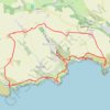 Treen - Logan Rock - Porthcurno - Rospletha Cliff - Porth Chapel - Cox Cliff - Porthgwarra trail, distance, elevation, map, profile, GPS track