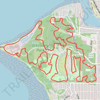 Discovery Park trails trail, distance, elevation, map, profile, GPS track