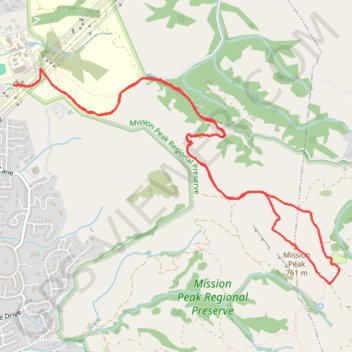 Mission Peak Loop from Ohlone College trail, distance, elevation, map, profile, GPS track