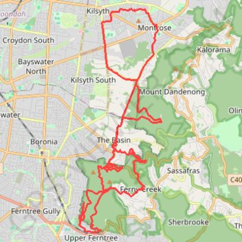 Upper Ferntree Gully trail, distance, elevation, map, profile, GPS track