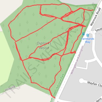 Footpaths in Diplocks Wood Polegate trail, distance, elevation, map, profile, GPS track
