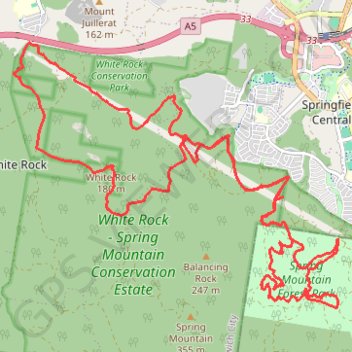 White Rock - Spring Mountain Conservation Estate trail, distance, elevation, map, profile, GPS track