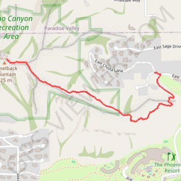 Camelback Mountain via Cholla Trail in Echo Canyon Recreation Area trail, distance, elevation, map, profile, GPS track