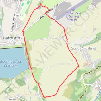 Blackmoorfoot reservoir and Crosland Moor trail, distance, elevation, map, profile, GPS track