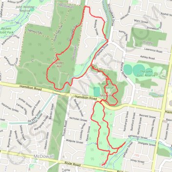 Chermside Hills Reserves Circuit trail, distance, elevation, map, profile, GPS track