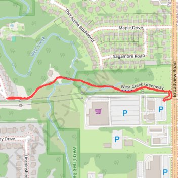 West Creek Greenway trail, distance, elevation, map, profile, GPS track