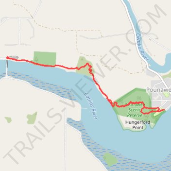 Pounawea Bush Walk via Hinahina Track trail, distance, elevation, map, profile, GPS track