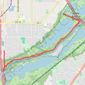 Bike Ride on Minnesota Valley State Trail trail, distance, elevation, map, profile, GPS track