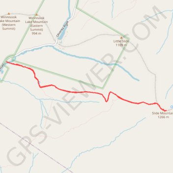 Slide Mountain trail, distance, elevation, map, profile, GPS track