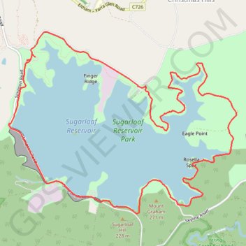 Sugarloaf Reservoir Park trail, distance, elevation, map, profile, GPS track